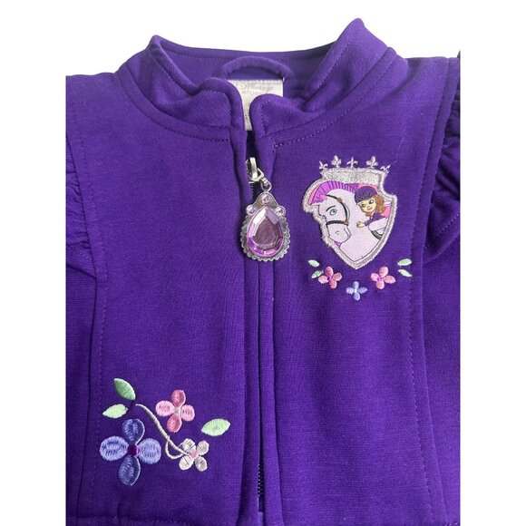 Disney Princess Sofia Full-Zip Sweater Purple Ruffle Embroidery 11"x12 Jacket 2T - Picture 4 of 7